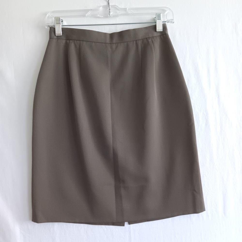 Classiques Entier Skirt Womens 6P Olive Excellent Pure Wool Pencil Made in Japan